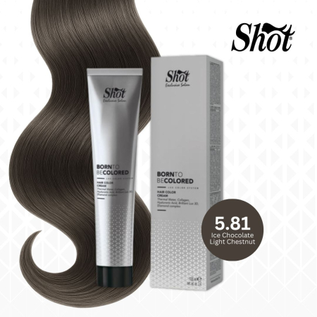 Vopsea de par profesionala maro - Vopsea profesionala pentru par 100 ml - SHOT - BTB COLORED - 5.81