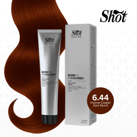 Vopsea de par profesionala aramiu - Vopsea profesionala pentru par 100 ml - SHOT - BTB COLORED - 6.44