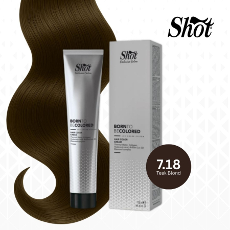Vopsea semipermanenta profesionala - Vopsea profesionala pentru par 100 ml - SHOT - BTB COLORED - 7.18