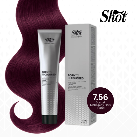 Vopsea de par profesionala maro - Vopsea profesionala pentru par 100 ml - SHOT - BTB COLORED - 7.56