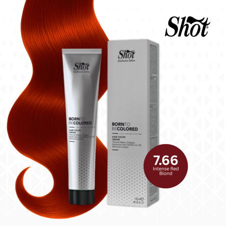 Vopsea de par profesionala maro - Vopsea profesionala pentru par 100 ml - SHOT - BTB COLORED - 7.66