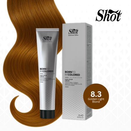 Vopsea de par profesionala aramiu - Vopsea profesionala pentru par 100 ml - SHOT - BTB COLORED - 8.3