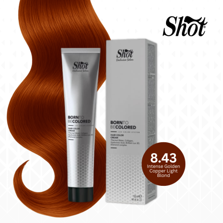 Vopsea de par profesionala maro - Vopsea profesionala pentru par 100 ml - SHOT - BTB COLORED - 8.43