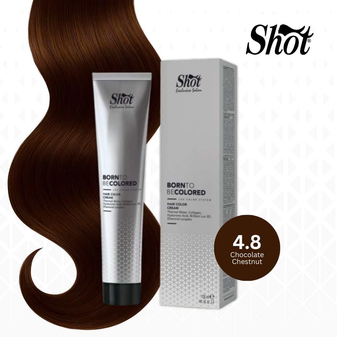 Vopsea de par profesionala maro - Vopsea profesionala pentru par 100 ml - SHOT - BTB COLORED - 4.8