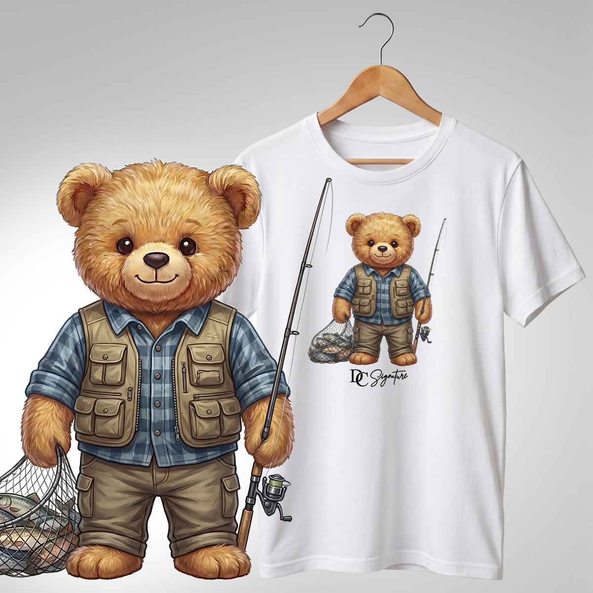 Tricou cu ursuleț pescar – captură la plasă [2]