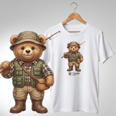 Vânătoare-Pescuit - Tricou personalizat "Ursuleț pescar"