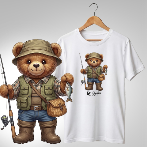 Vânătoare-Pescuit - Tricou cu ursuleț pescar – peștele prins