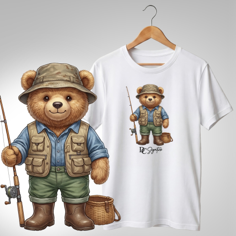 Vânătoare-Pescuit - Tricou cu ursuleț pescar – stil outdoor
