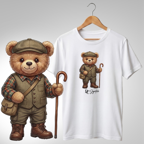 Vânătoare-Pescuit - Tricou cu ursuleț vânător – stil clasic