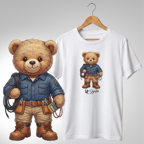 Meseriași - Tricou personalizat "Ursuleț Electrician"