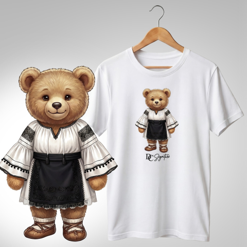 Port Tradițional - Tricou personalizat "Ursuleț port tradițional românesc"