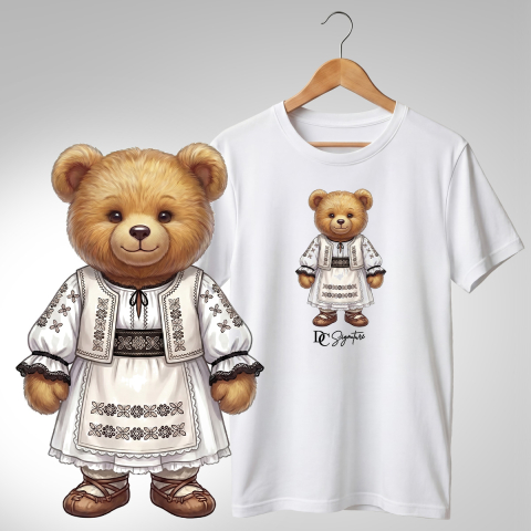 Tricouri adulți - Tricou personalizat "Ursuleț port tradițional românesc"