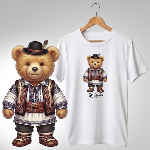 Port Tradițional - Tricou personalizat "Ursuleț port tradițional românesc"