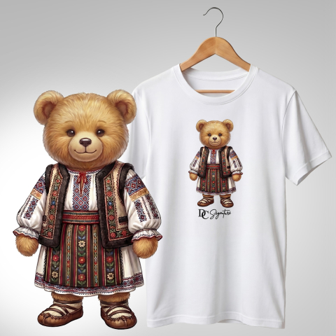 Tricouri adulți - Tricou personalizat "Ursuleț port tradițional românesc"