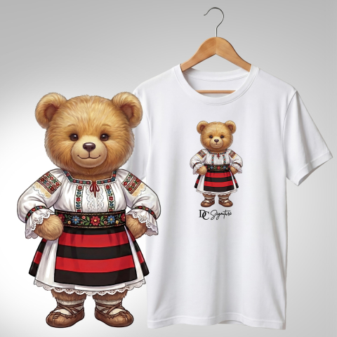 Tricouri adulți - Tricou personalizat "Ursuleț port tradițional românesc"