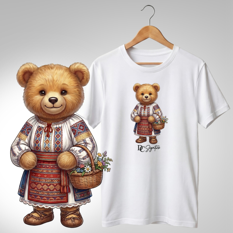 Tricouri adulți - Tricou personalizat "Ursuleț port tradițional românesc"