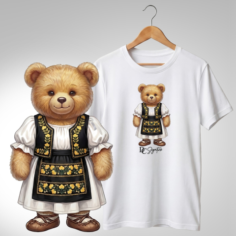 Tricouri adulți - Tricou personalizat "Ursuleț port tradițional românesc"