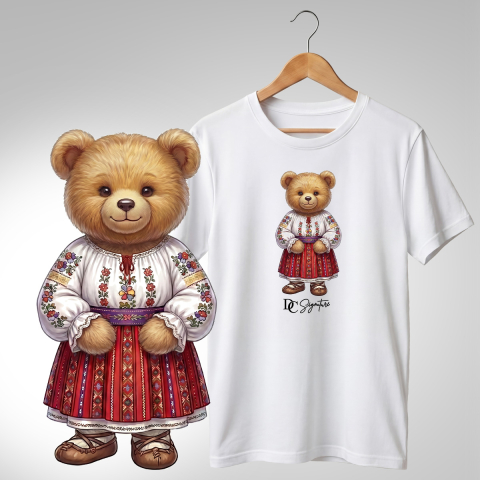 Tricouri adulți - Tricou personalizat "Ursuleț port tradițional românesc"