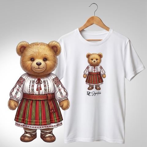 Tricouri adulți - Tricou personalizat "Ursuleț port tradițional românesc"