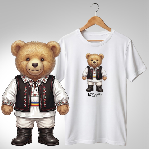 Port Tradițional - Tricou personalizat "Ursuleț port tradițional românesc"