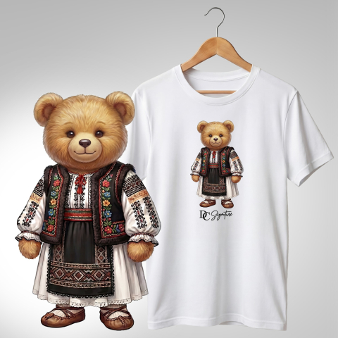 Tricouri adulți - Tricou personalizat "Ursuleț port tradițional românesc"