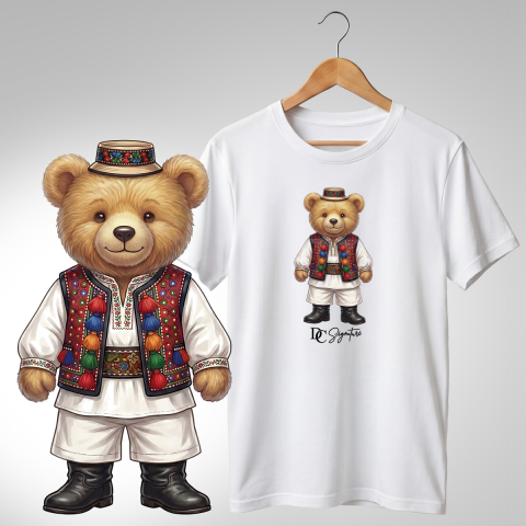Port Tradițional - Tricou personalizat "Ursuleț port tradițional românesc"