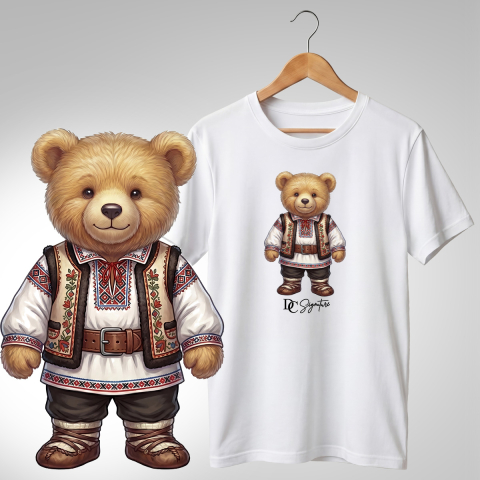 Port Tradițional - Tricou personalizat "Ursuleț port tradițional românesc"