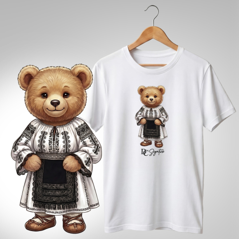 Port Tradițional - Tricou personalizat "Ursuleț port tradițional românesc"