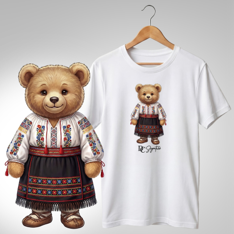 Port Tradițional - Tricou personalizat "Ursuleț port tradițional românesc"