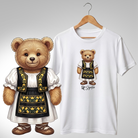 Port Tradițional - Tricou personalizat "Ursuleț port tradițional românesc"