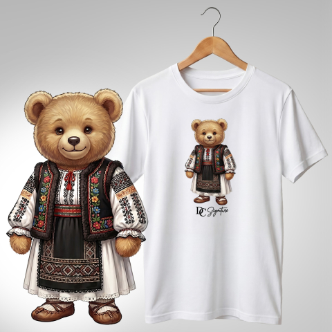 Port Tradițional - Tricou personalizat "Ursuleț port tradițional românesc"
