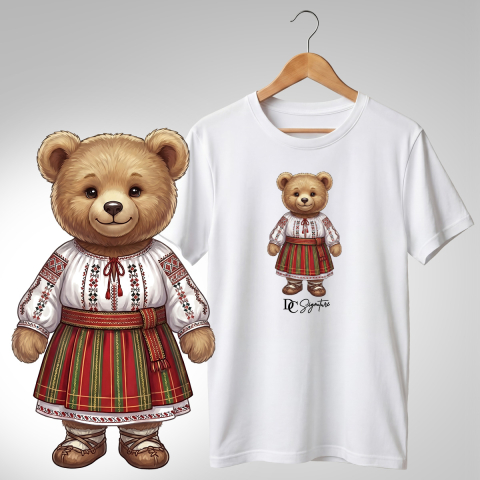 Port Tradițional - Tricou personalizat "Ursuleț port tradițional românesc"