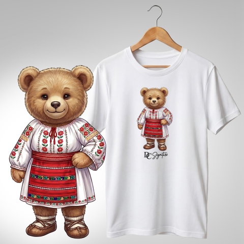 Port Tradițional - Tricou personalizat "Ursuleț port tradițional românesc"