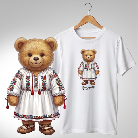 Tricouri adulți - Tricou personalizat "Ursuleț port tradițional românesc"