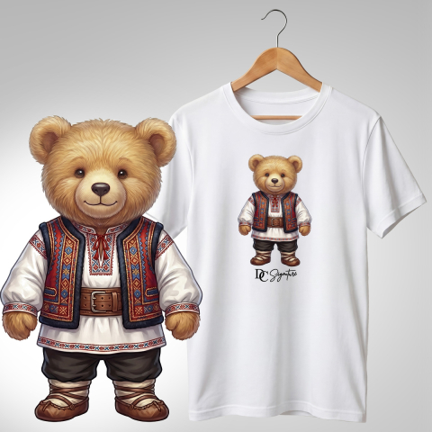 Port Tradițional - Tricou personalizat "Ursuleț port tradițional românesc"