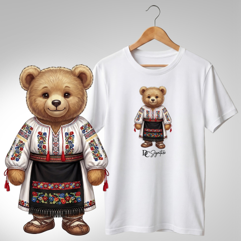 Port Tradițional - Tricou personalizat "Ursuleț port tradițional românesc"