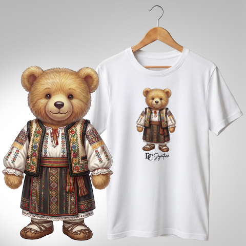 Port Tradițional - Tricou personalizat "Ursuleț port tradițional românesc"