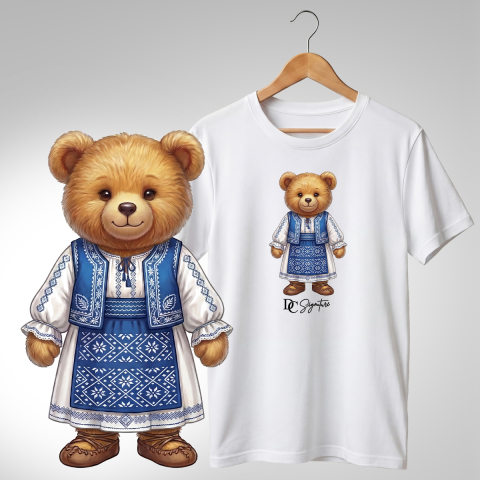 Tricouri adulți - Tricou personalizat "Ursuleț port tradițional românesc"
