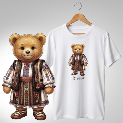 Port Tradițional - Tricou personalizat "Ursuleț port tradițional românesc"