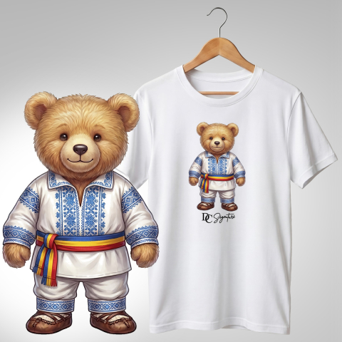 Port Tradițional - Tricou personalizat "Ursuleț port tradițional românesc"