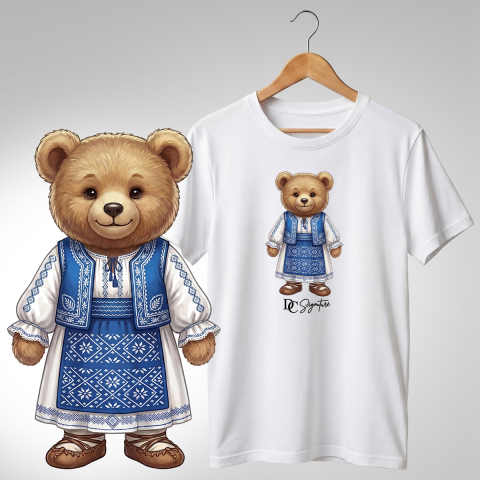 Port Tradițional - Tricou personalizat "Ursuleț port tradițional românesc"