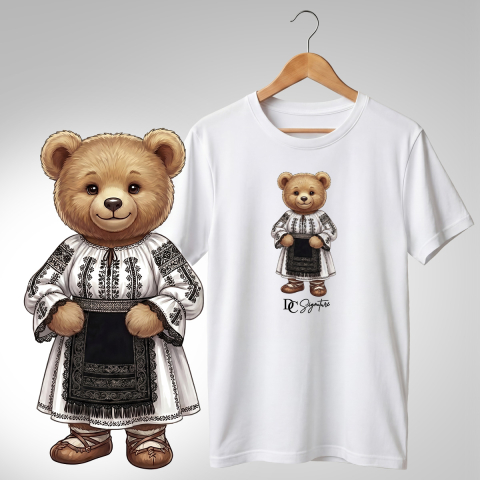 Port Tradițional - Tricou personalizat "Ursuleț port tradițional românesc"