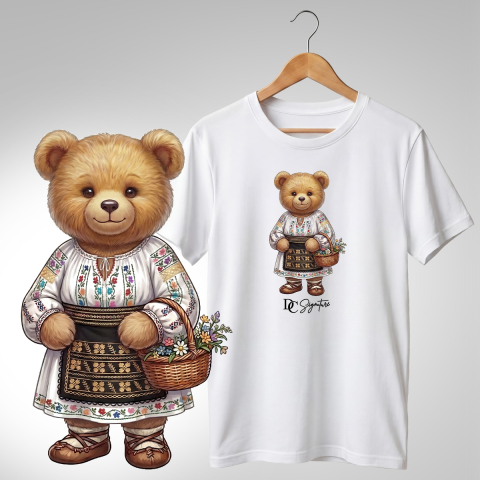 Tricouri adulți - Tricou personalizat "Ursuleț port tradițional românesc"