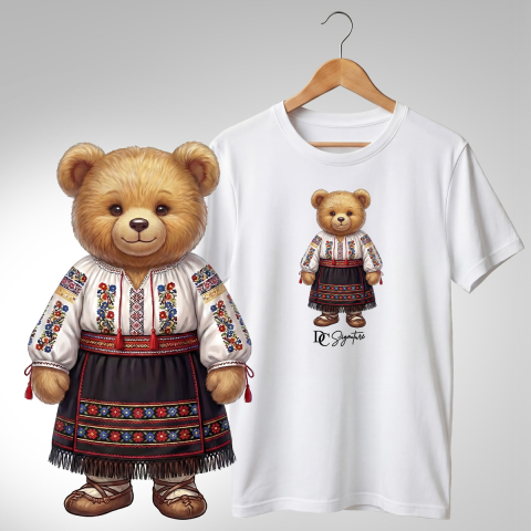 Tricouri adulți - Tricou personalizat "Ursuleț port tradițional românesc"