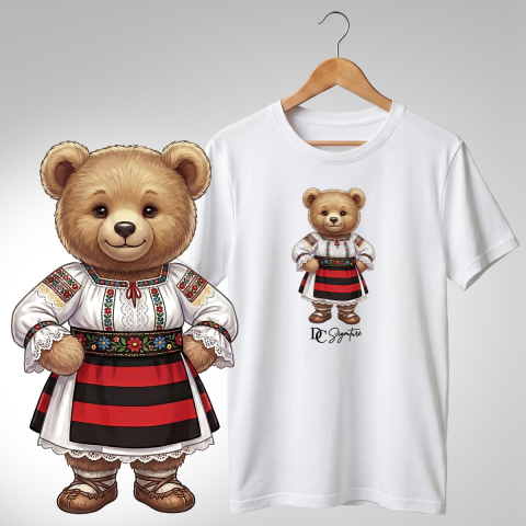 Port Tradițional - Tricou personalizat "Ursuleț port tradițional românesc"