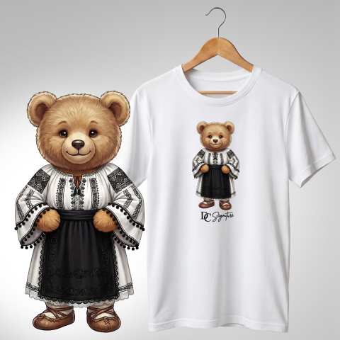 Port Tradițional - Tricou personalizat "Ursuleț port tradițional românesc"