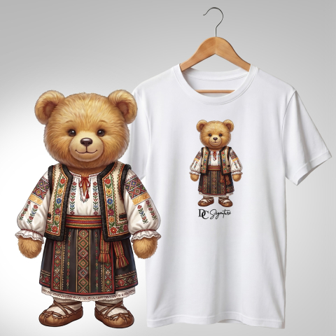 Tricouri adulți - Tricou personalizat "Ursuleț port tradițional românesc"