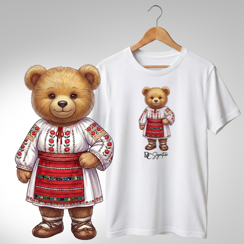 Tricouri adulți - Tricou personalizat "Ursuleț port tradițional românesc"