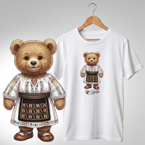 Port Tradițional - Tricou personalizat "Ursuleț port tradițional românesc"