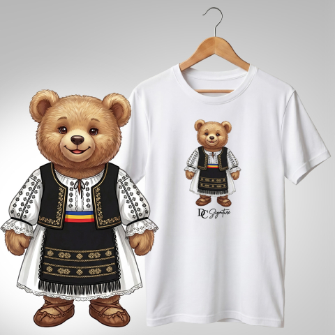 Port Tradițional - Tricou personalizat "Ursuleț port tradițional românesc"